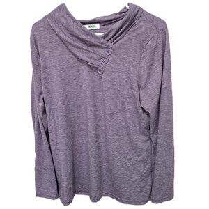 Hawalili Purple Top Wrap Neck Button Accents Long Sleeve Size Large
